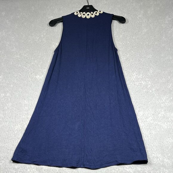 Lilly Pulitzer Jane Shift Dress 10 True Navy Gold Zipper Sleeveless Embroidered - Picture 8 of 12